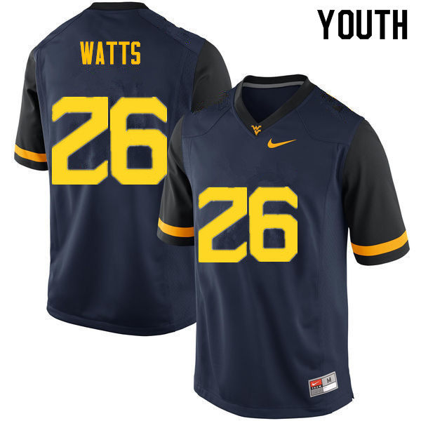 Youth #26 Connor Watts West Virginia Mountaineers College Football Jerseys Sale-Navy - Click Image to Close